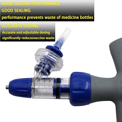 Animal Veterinary Syringe, Automatic Continuous Syringes, Bottle Adjustable Precision Injector Gun for Poultry Livestock(A,2 ml)