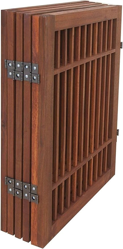 Urnporium Freestanding Wooden Dog Gate Foldable Indoor Pet Gate No Drill Expandable Barrier for Doorways Stairs Hallways Portable Wood Fence for Small Dogs & Puppies (Brown Pet Gate, 6 Panel 24" Tall)