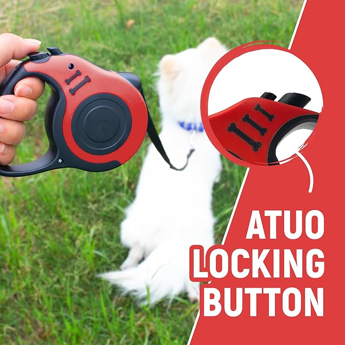 Retractable Dog Leash Automatic Telescopic Tractor Dog Tape, Pet Tape 10/16 FT Durable and Convenient, with Folding Bowl, Dispenser, Rubbish Bags, Suitable for Small and Medium Dogs