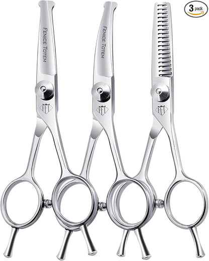 Dog Grooming Scissors: 3 in 1 Pet Shears Set Made of Advanced JP440C Stainless Steel Alloy for Trimming Dogs Cats and Other Pets Face and Paws