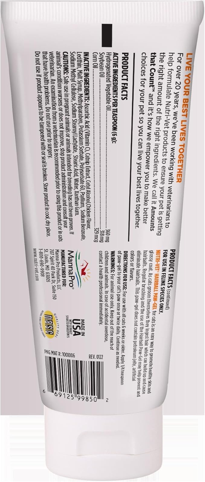 Nutri-Vet Hairball Paw Gel, Cat Hairball Remedy, Kitten Supplies, Hair Ball Relief for Cats, Grooming Aid, Fur Ball Remedy, Chicken Flavor, 3 oz