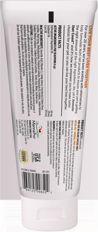 Nutri-Vet Hairball Paw Gel, Cat Hairball Remedy, Kitten Supplies, Hair Ball Relief for Cats, Grooming Aid, Fur Ball Remedy, Chicken Flavor, 3 oz
