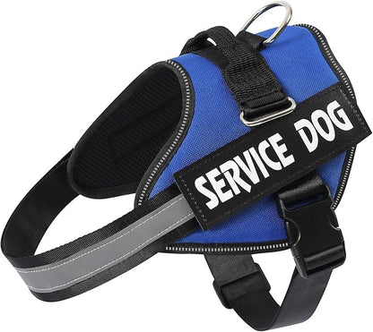 MUMUPET Service Dog Vest Harness, No Pull Reflective Adjustable with Handle, Soft Breathable Padding for Small Dogs, 2 Removable Velcro Patches (Blue, XS)
