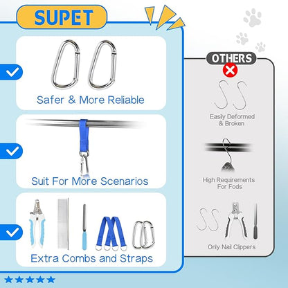 Supet Dog Grooming Hammock Harness for Dogs Cats, Relaxation Pet Nail Clipper Hammock, Restraint Dog & Small Animal Leashes Sling for Groomingk for Nail Trimming (Blue, XS)
