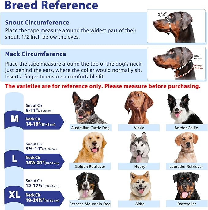 BARKLESS Soft Dog Head Collar, Patented Padded No Pull Head Halter, Training Nose Leash with Safety Link for Medium Large Dogs, Adjustable Muzzle Leash, Easy Control for Walking(Blue, L)