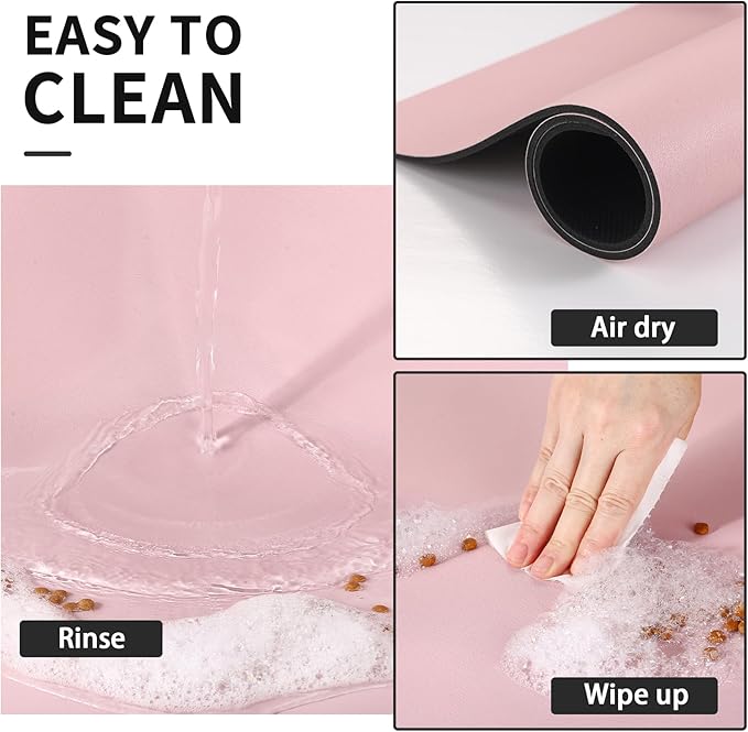 HotLive Dog Food Mat - Absorbent Cat Mat for Food and Water, No Stains Pet Feeding Bowl Mat, Easy to Clean Pet Placemats, Quick Dry Dog Water Dispenser Mat for Messy Drinkers | Pink 18"x28"