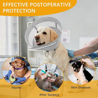 ASENKU Dog Cone Collar, Soft Adjustable Cone for Dogs to Stop Licking, Lightweight Recovery Dog Cone After Surgery, Pet E-Collar for Small, Medium & Large Dogs(Grey, M)