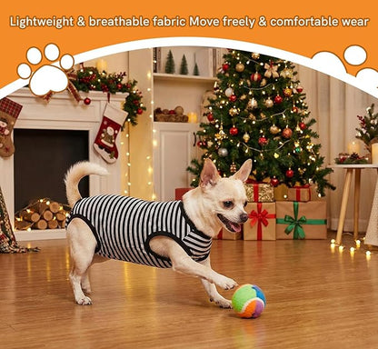Dog Surgery Recovery Suit Dogs Neuter Spay Female Male Protective Clothes,Black Striped XL