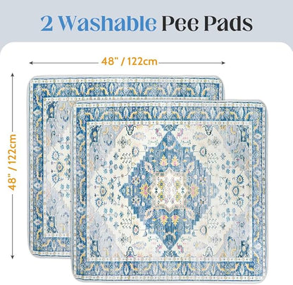 Washable Pee Pads for Dogs 2 Pack Reusable Puppy Training Pads 48"x48" Super Absorbent Waterproof Dog Training Pads, Non-Slip Potty Pads Whelping Pads Litter Mat Pet Supplies - Orange/Mix