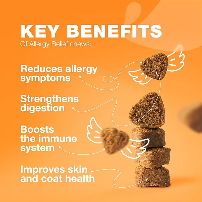 Dog Allergy Relief Chews - Itch Relief for Dogs - 180 Allergy Chews for Itching Skin with Probiotics, Colostrum, Salmon Oil - Allergy, Skin and Coat, Immune, Digestion Support Supplement - Hot Spots