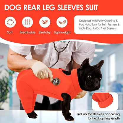 KOESON Dog Recovery Suit Hind Leg, Recovery Sleeve for Female Male Dogs, Pet Leg Sleeve to Stop Licking, Pet Rear Leg Wound Cover, Dog Spay Onesie for Wound Heal Care