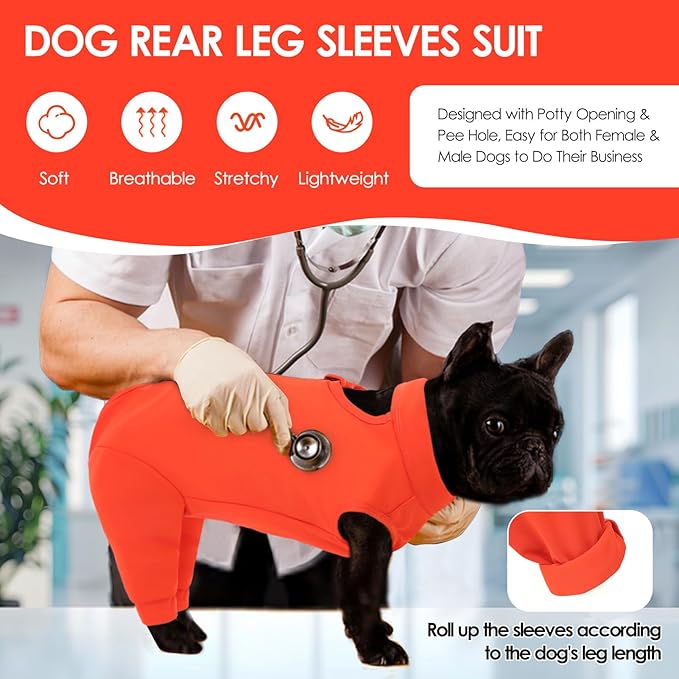 KOESON Dog Recovery Suit Hind Leg, Recovery Sleeve for Female Male Dogs, Pet Leg Sleeve to Stop Licking, Pet Rear Leg Wound Cover, Dog Spay Onesie for Wound Heal Care