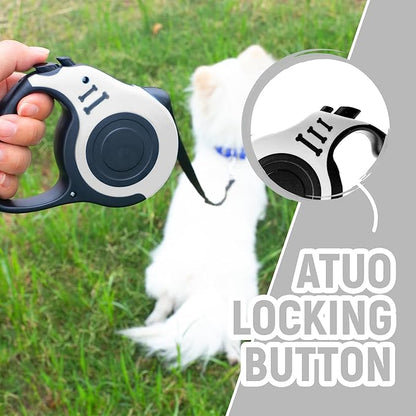 Retractable Dog Leash Automatic Telescopic Tractor Dog Tape, Pet Tape 10/16 FT Durable and Convenient, with Non-Slip Handle, Suitable for Small and Medium-Sized Dogs White