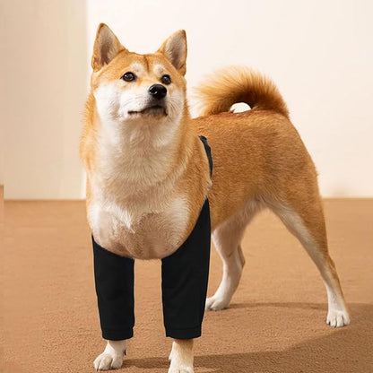 ROZKITCH Dog Surgery Leg Sleeve for Front Legs, Pet Prevent Licking Wound Elbow Knee Protector, Dog Leg Sleeve to Stop Licking Cone Collar Alternative for Sprain ACL CCL Arthritis Black XL
