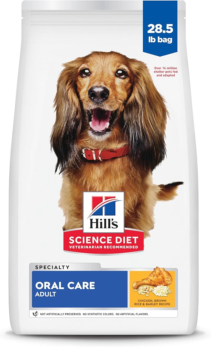 Hill's Science Diet Adult Oral Care Dry Dog Food, Chicken, Brown Rice, & Barley, 28.5 lb. Bag