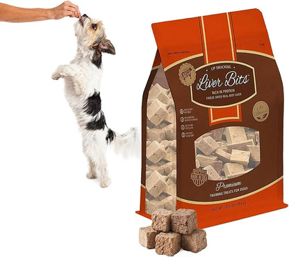 Freeze Dried Premium Training Treats for Dogs, All Natural Pure Beef Liver, Low Calorie, No Additives or Preservatives, Made in USA, 60 Count (16 Oz)