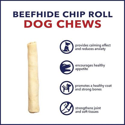 Pet Factory 100% Made in USA Beefhide Chip Rolls Dog Rawhide Chews,Thick,Dog Chews Long Lasting from American Cattle,Dog-Chew Bones,5 Inches,22 Count (Pack of 2)