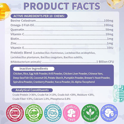 Dog Allergy Relief Chews - Dog Itching Skin Relief 500 Ct, Anti Itch Licking Paw & Yeast Relief, Itchy Skin and Ears for Seasonal Allergies, Probiotics Gut Digestive & Immune Support