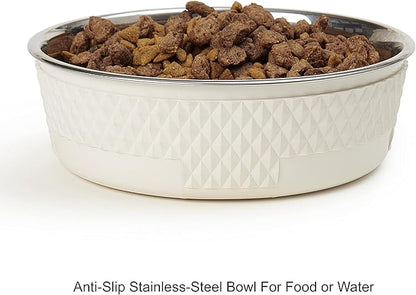 PetRageous 16011 Kona Stainless Steel Non-Slip Dishwasher-Safe Dog Bowl 6.5-Cup 8.5-Inch Diameter 2.75-Inch Tall for Large and Extra Large Dogs and Cats, White
