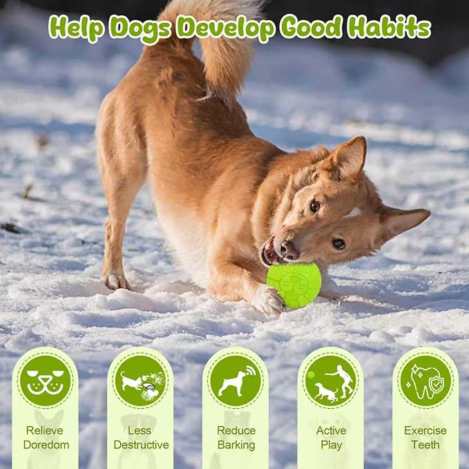 Indestructible Squeaky Dog Balls for Aggressive Chewers, Interactive Dog Toys to Keep Them Busy, Dog Chew Toys for Aggressive Chewers, Rubber Squeaky Balls for Dogs to Relieves Anxiety