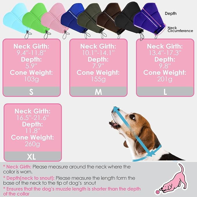 AOFITEE Dog Cone - Soft Cones Dog After Surgery, Comfy Cones for Dogs to Stop Licking, Adjustable Small Dogs Cone Collar for Wound Healing, Elizabethan Pet E-Collar, BluePink Small