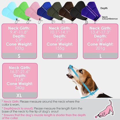 AOFITEE Dog Cone - Soft Cones Dog After Surgery, Comfy Cones for Dogs to Stop Licking, Adjustable Small Dogs Cone Collar for Wound Healing, Elizabethan Pet E-Collar, BluePink Small
