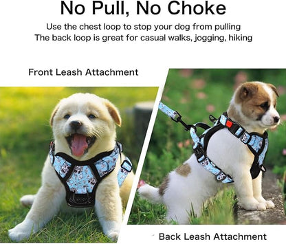 Petmolico No Pull Dog Harness Set with Leash Attachment Easy Control Handle Reflective Harness Vest Small Breed, Puppy Vest and Leash Set with Poop Bag Holder, Small - White Rose