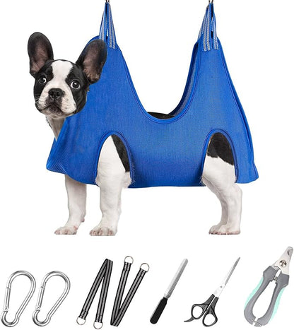 ATESON Pet Grooming Hammock for Small Dogs & Cats with Nail Clippers/Nail Trimmers/Grooming Scissors, Dog Grooming Harness for Nail Trimming, Pet Grooming Sling Helper