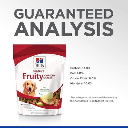 Hill's Natural Fruity Crunchy Snacks,All Life Stages,Great Taste,Dog Treats,Apples & Oatmeal,8 oz Bag,(Pack of 2)