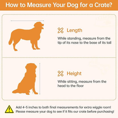 OtterOasis Large Dog Crate Furniture, 47.2'' Dog Kennel Indoor with 3 Storage Drawers and Hidden Feeding Bowl, Sturdy Wooden Dog Crate with 2 Doors and Adjustable Shelf for Small, Medium Dogs