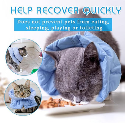 Adjustable Recovery Collar - Lightweight, Waterproof & Soft for Cats & Dogs - Prevents Licking Wounds (S)