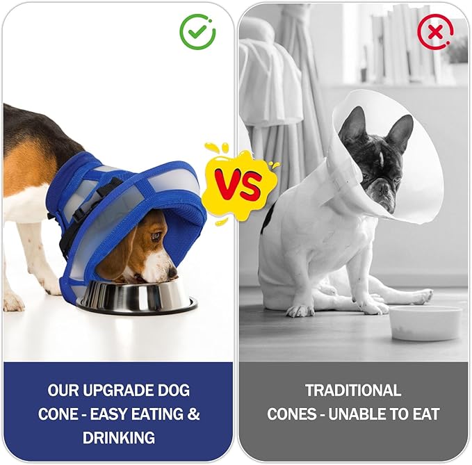 Dora Bridal Dog Cone Collar for Medium Dogs After Surgery, Soft Comfy Recovery Pet Cone Alternative, Adjustable Elizabethan Collar for Dogs to Stop Licking, Blue, M
