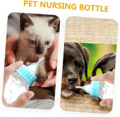 VANZACK 2pcs Kitten Milk Bottles for Newborn Cats Silicone Nursing Container with Measurement Scale Leak-Resistant Feeding Tool for Small Animals Durable and Safe Design