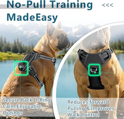 BARKBAY Dog Harness No Pull with ID Tag Pocket - Heavy Duty, Reflective, Easy Control for Large Dogs(Black,L)