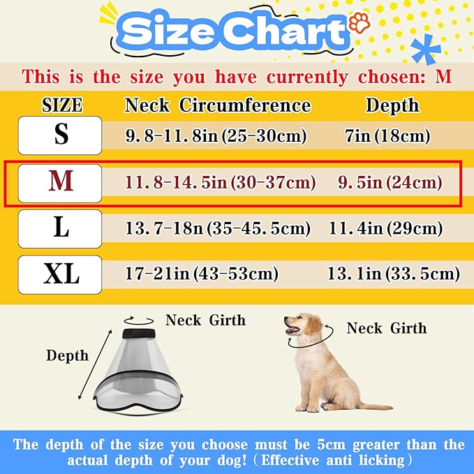 Upgraded Dog Cone Collar for Dogs After Surgery, Adjustable Dog Cone Collar for Large Medium Dogs,Breathable Elizabethan Pet Recovery Collar(Size:M)
