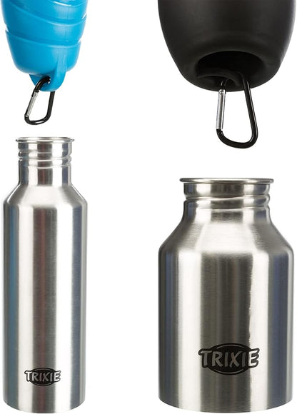 Trixie Bottle with bowl, stainless steel/plastic (Assorted Color)