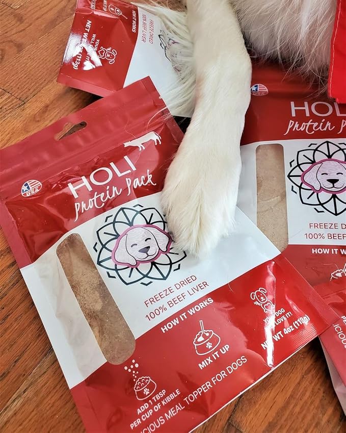 HOLI Beef Liver Powder Dog Food Topper – Freeze Dried Beef Liver Dog Topper for Dry Food – Single Ingredient, Human-Grade Meal Topper for Picky Dogs – Grain Free & All Natural - 2oz
