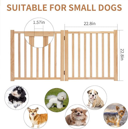 YOCAN Paint-Free Wood FreeStanding Pet Gate for Dogs,Wooden Dog Gates for Doorways, Stairs,The House, Dog Fences Indoor Puppy Gate-2 Panel H:23”