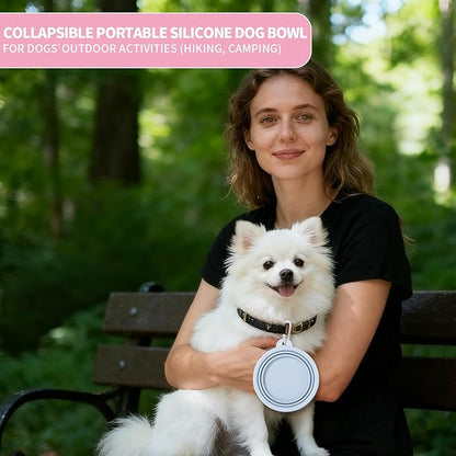 SLSON Collapsible Dog Bowl, 2Pack Macaron Color Pet Travel Bowls Silicone Foldable Water Feeder Dish for Small to Large Dogs Cat Walking Hiking Camping (Macaron Coral and Light Grey, Small)