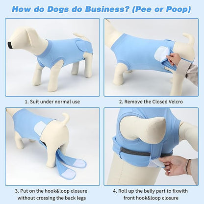 2 Packs Breathable Cotton Dog Recovery Suit for After Neuter Spay Abdominal Wounds Protector, Professional Anti-Licking Onesies for Male Female Pets Surgery Bandages, L Black Blue Pure
