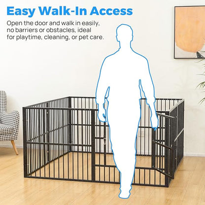 Dog Playpen - 32" Height Dog Pen, Heavy Duty Puppy Pen with Door, Safe & Sturdy, Easy Assemble for Indoor/Outdoor Pet Playpen