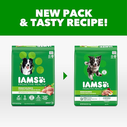 IAMS Proactive Health Adult Minichunks Premium Dry Dog Food, Adult Dog Food Dry Recipe, 40 lb.