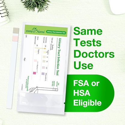 Easy@Home Urinary Tract Infection Test Strips 25 Pack, Individual Pouch UTI Urine Testing Kit for Urinalysis and Detection of Leukocytes and Nitrites (UTIPOUCH-25P)