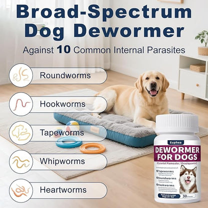 7-Way Dewormer for Dogs, Wormer for Tapeworms, Roundworms & Hookworms in Medium Dogs & Puppies (Over 25 lbs), with Praziquantel & Pyrantel Pamoate, 30 Tablets