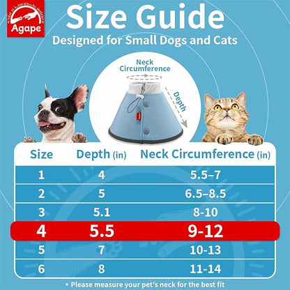 Agape Soft Dog Cone for Small Dogs & Cats, Comfy Dogs Recovery Collar After Surgery, Adjustable E Collar Alternative to Stop Licking, Protective Elizabethan Cones for Pup&Kitty, Comfortable Dog Cones