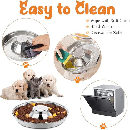 4 Pack Stainless Steel Puppy Bowls, Puppy Feeding Bowls for Litter, 11.8″ Metal Dog Food and Water Bowl Set for Small Dogs Cats, Puppys Feeders for Multiple Puppies, Whelping Supplies