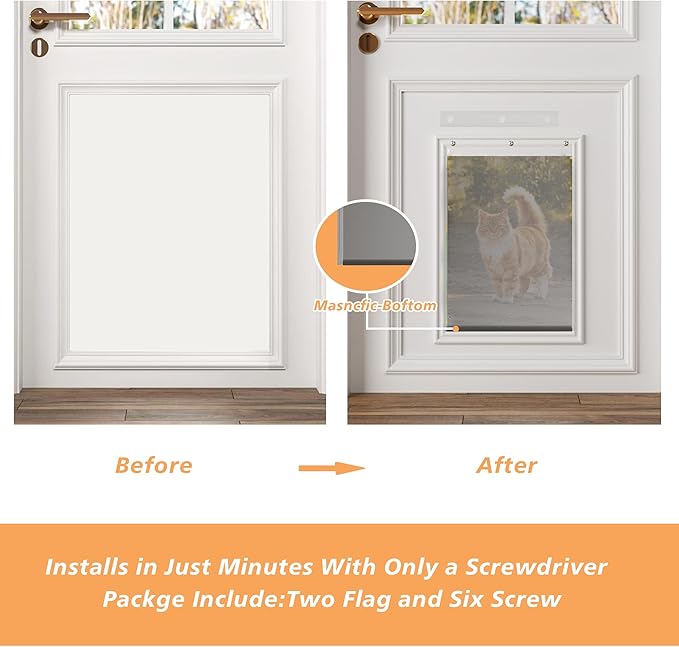 MIAOTONG 2 Pack Dog Door Replacement Flaps with Screw, Small Doggie Door Replacement Flaps Compatible with PetSafe Freedom PAC11-11037, Flexible and Durable, 8 7/8'' × 5 1/8'', for Small Dog and Cat