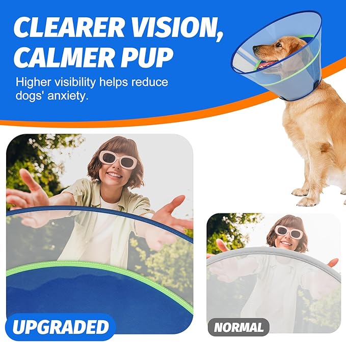 Dog Cone Collar with Soft Liner to Stop Licking, Elizabeth Recovery Collar After Surgery for Large Medium Dogs, Comfortable Pet Head Cone Alternative for Neutering Spay Injury (L)