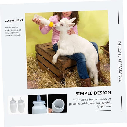 ibasenice 2pcs Strong Kitten Nipple Milk Feeder Pet Nursing Bottle Large Capacity Calf Milk Replacement Bottle