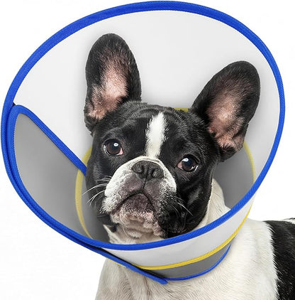 Queenmore Soft Dog Cone Collar for Dogs and Cats After Surgery, Flexible Plastic Cone for Dogs, Dog Recovery Collar, Elizabeth E-Collar Pet Head Cones for Neutering Spay Injury, Blue Medium